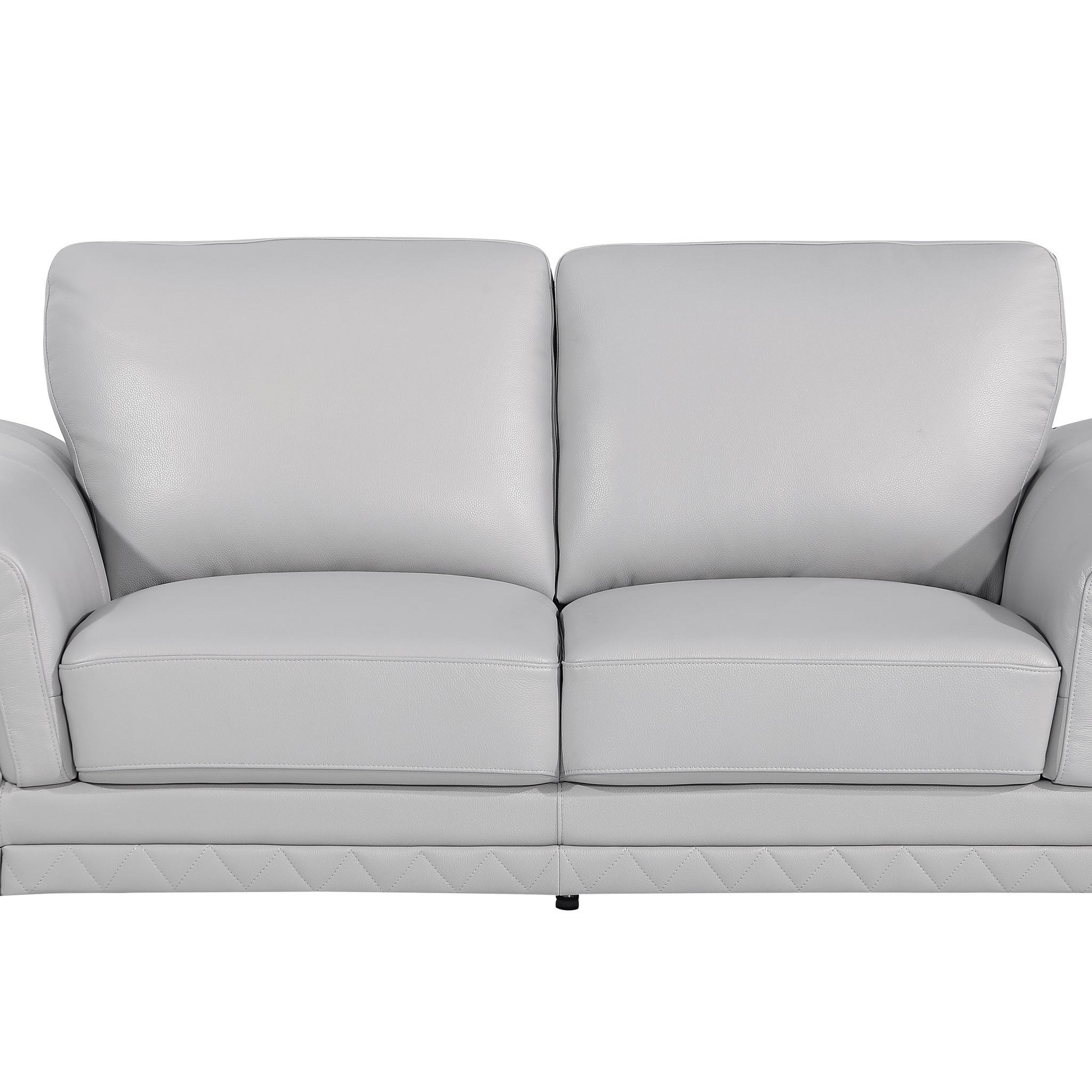 Top Grain Italian Leather Loveseat Light Gray Foam Leather