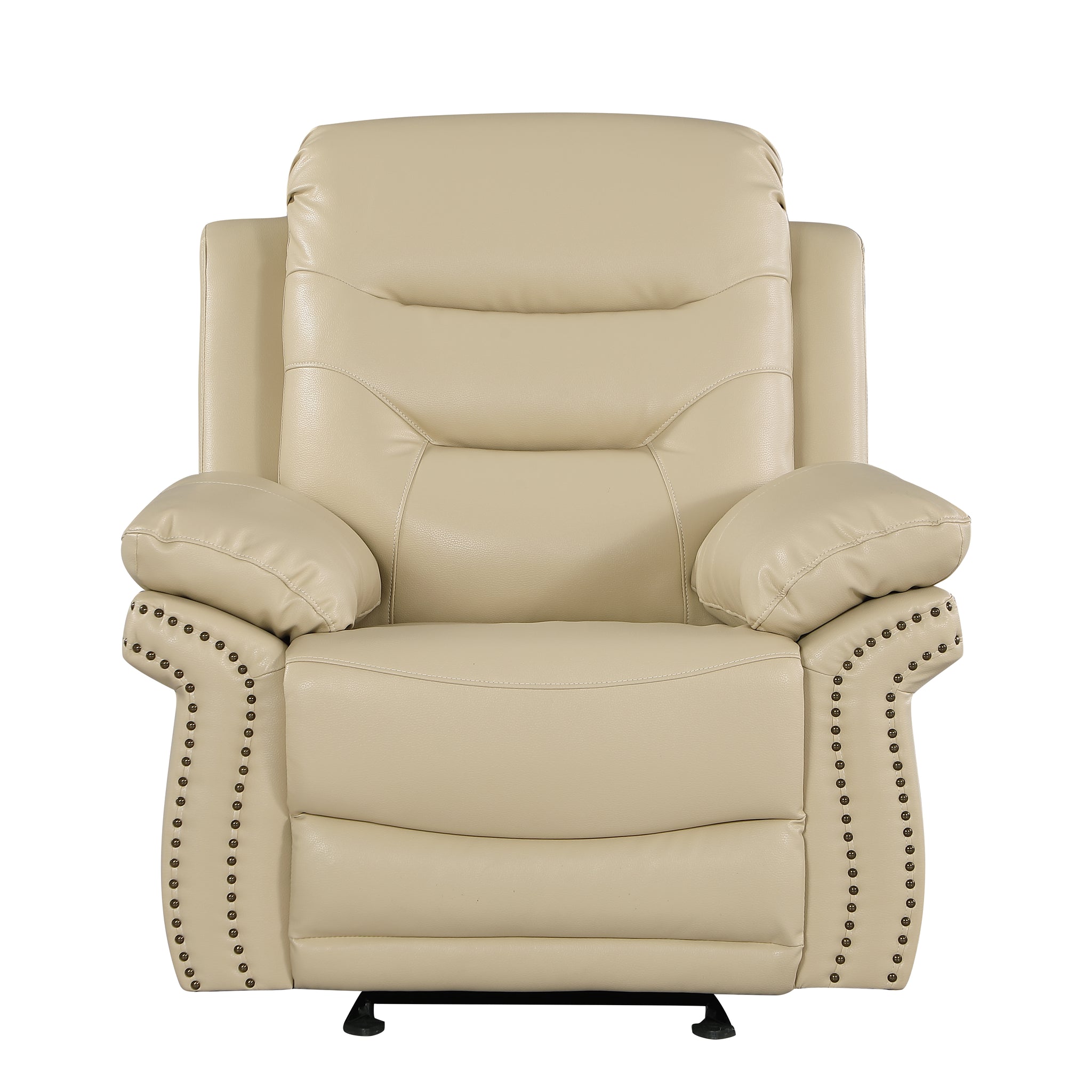 Leather Air Upholstered Chair With Fiber Back Beige Foam Leather