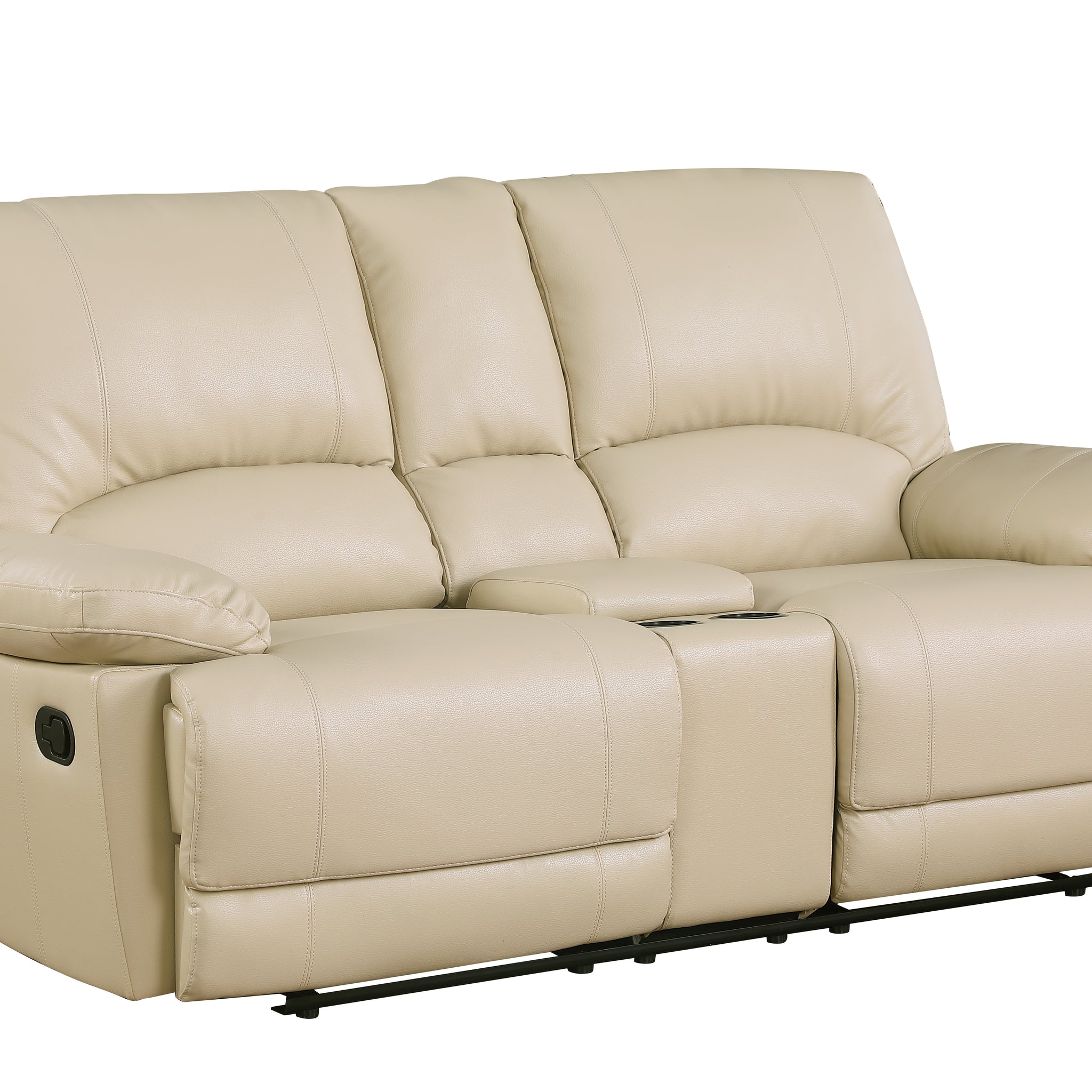 Leather Air Recliining Sofa Beige Foam Leather