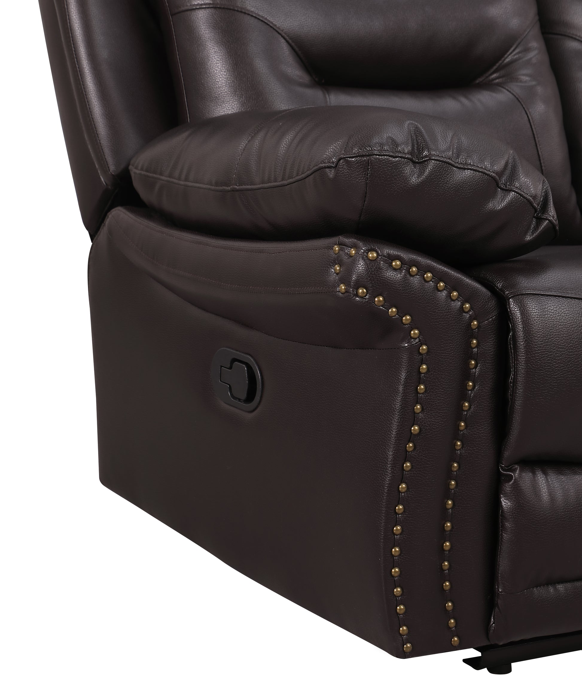 Leather Air Upholstered Reclining Chair With Fiber Back Brown Foam Leather