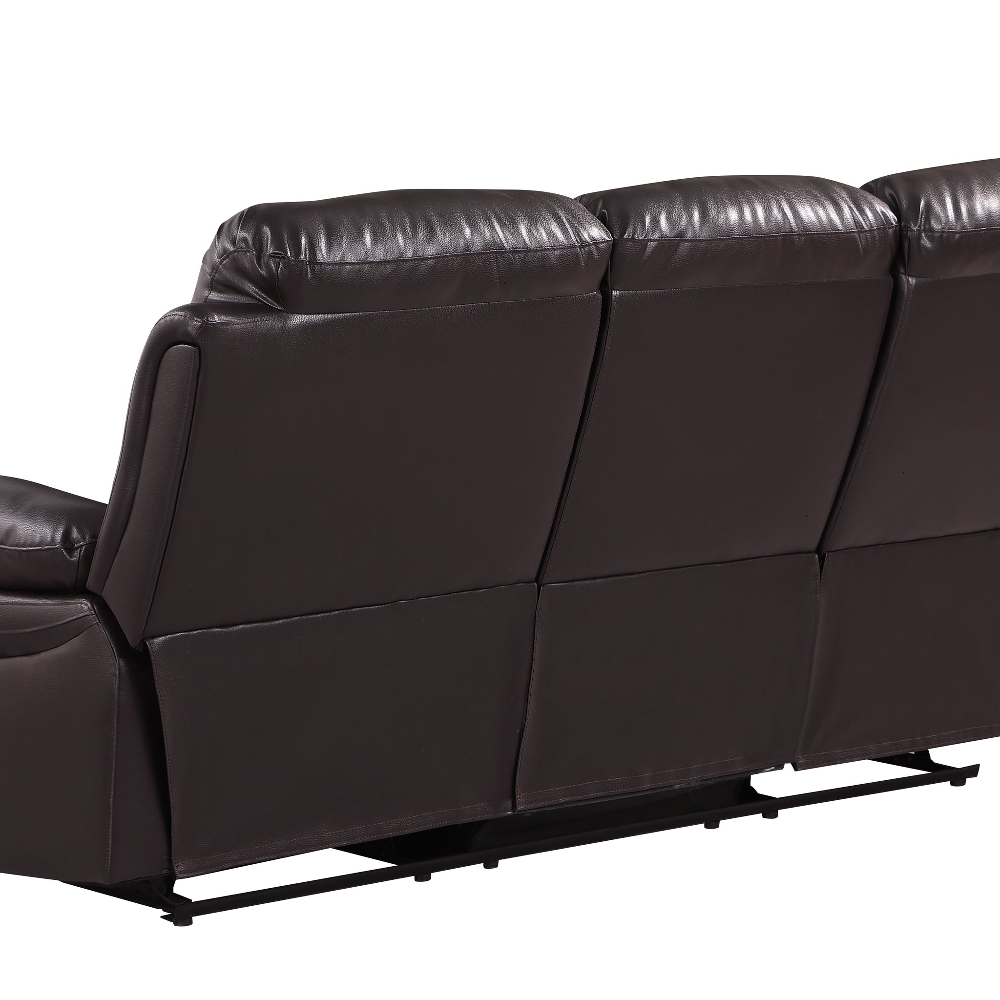 Leather Air Upholstered Reclining Sofa With Fiber Back Brown Foam Leather
