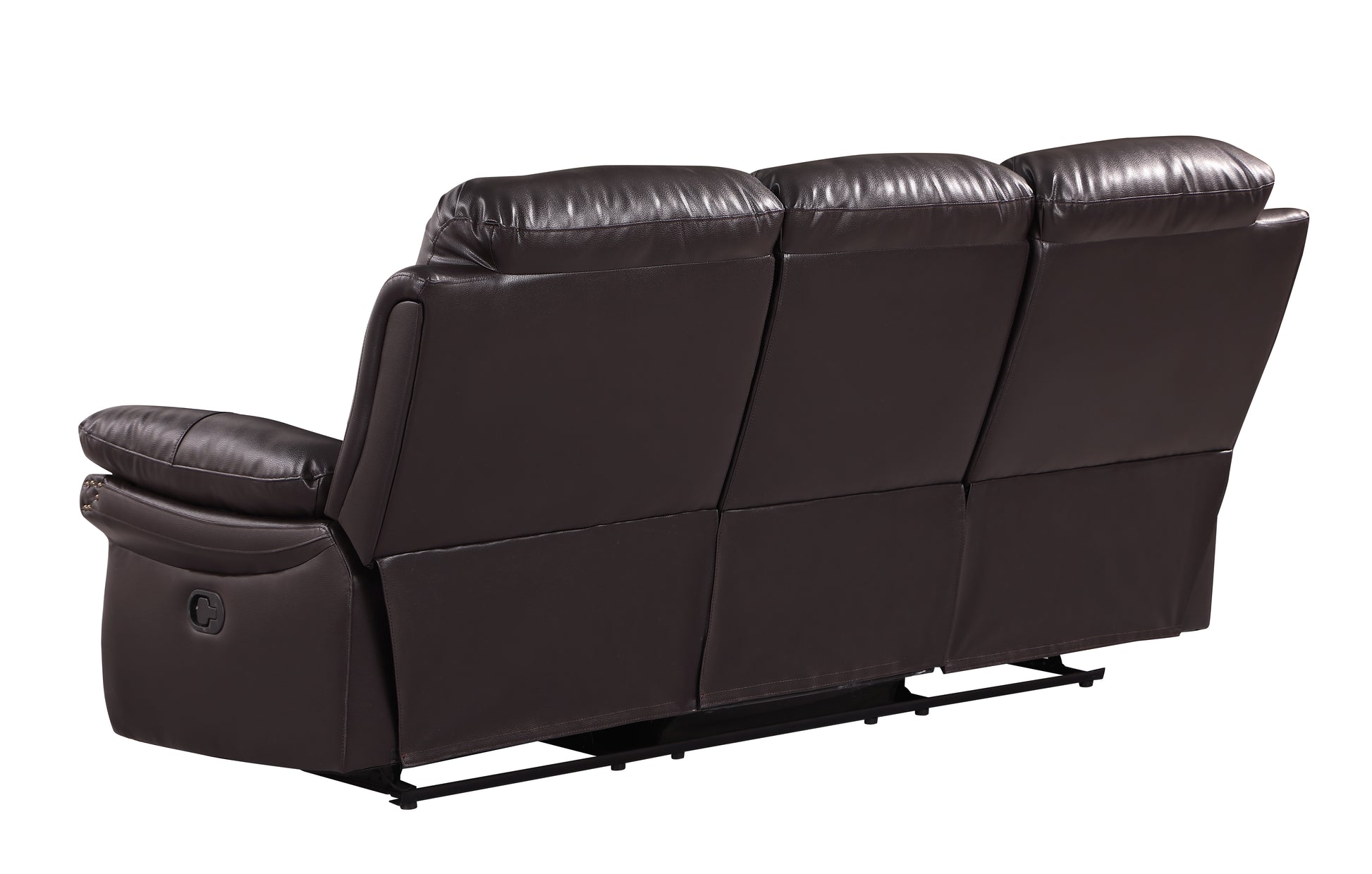 Leather Air Upholstered Reclining Sofa With Fiber Back Brown Foam Leather