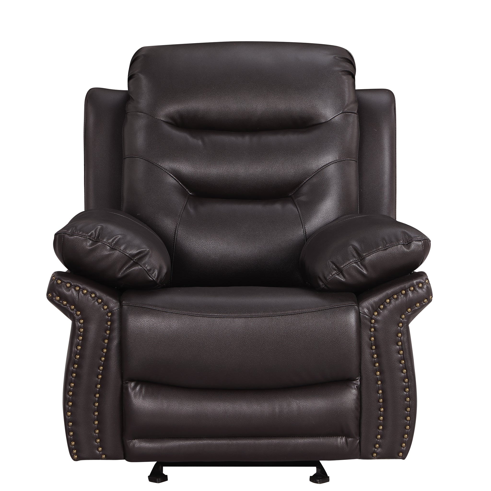Leather Air Upholstered Reclining Chair With Fiber Back Brown Foam Leather