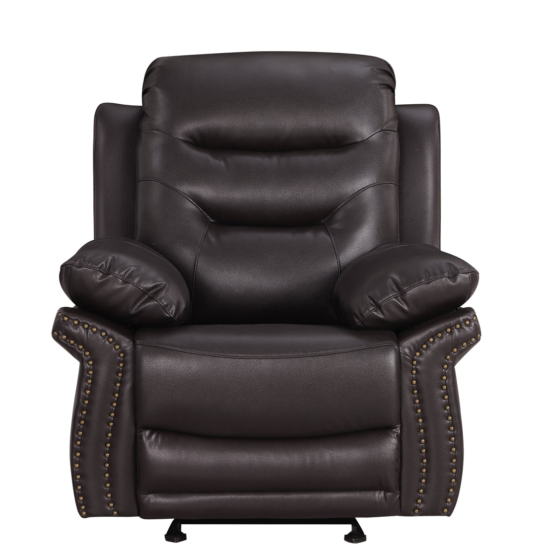 Leather Air Upholstered Reclining Chair With Fiber Back Brown Foam Leather