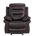 Leather Air Upholstered Reclining Chair With Fiber Back Brown Foam Leather
