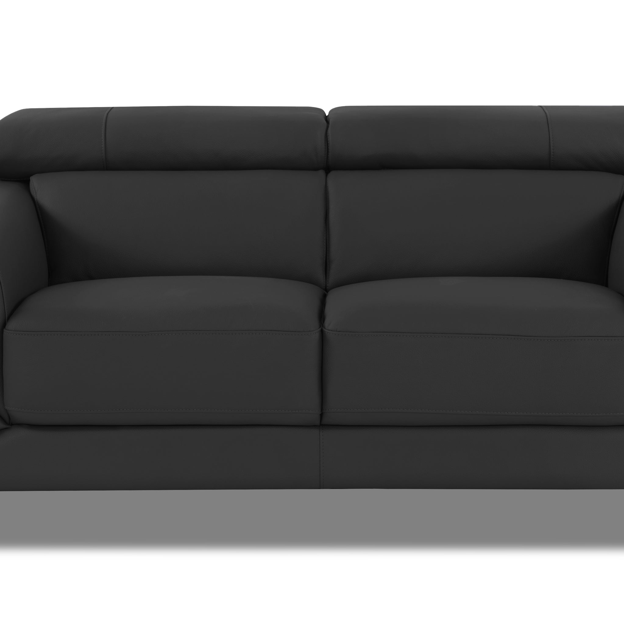Top Grain Italian Leather Loveseat Dark Gray Foam Leather