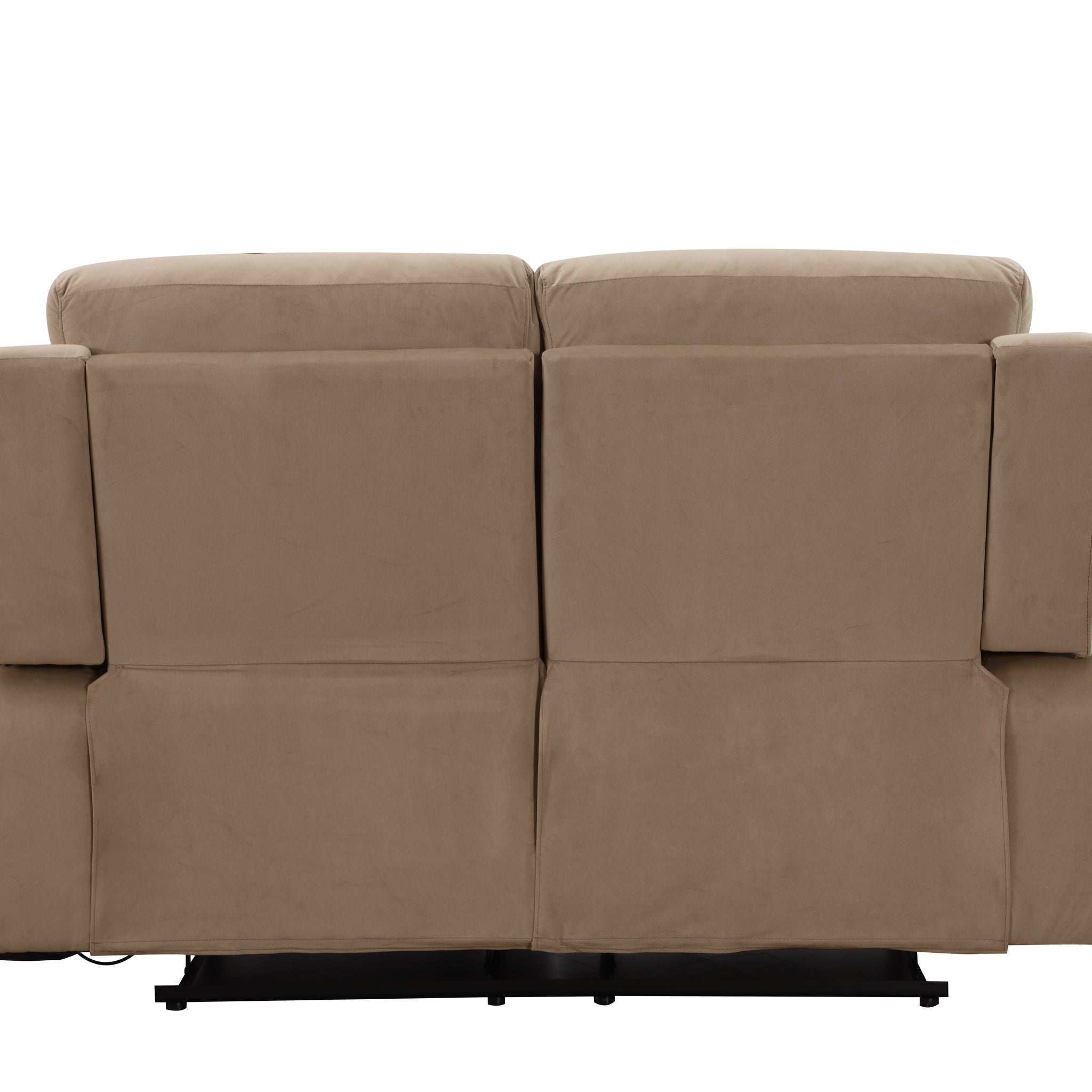 Recliningtransitional Microfiber Fabric Loveseat Beige Foam Fabric