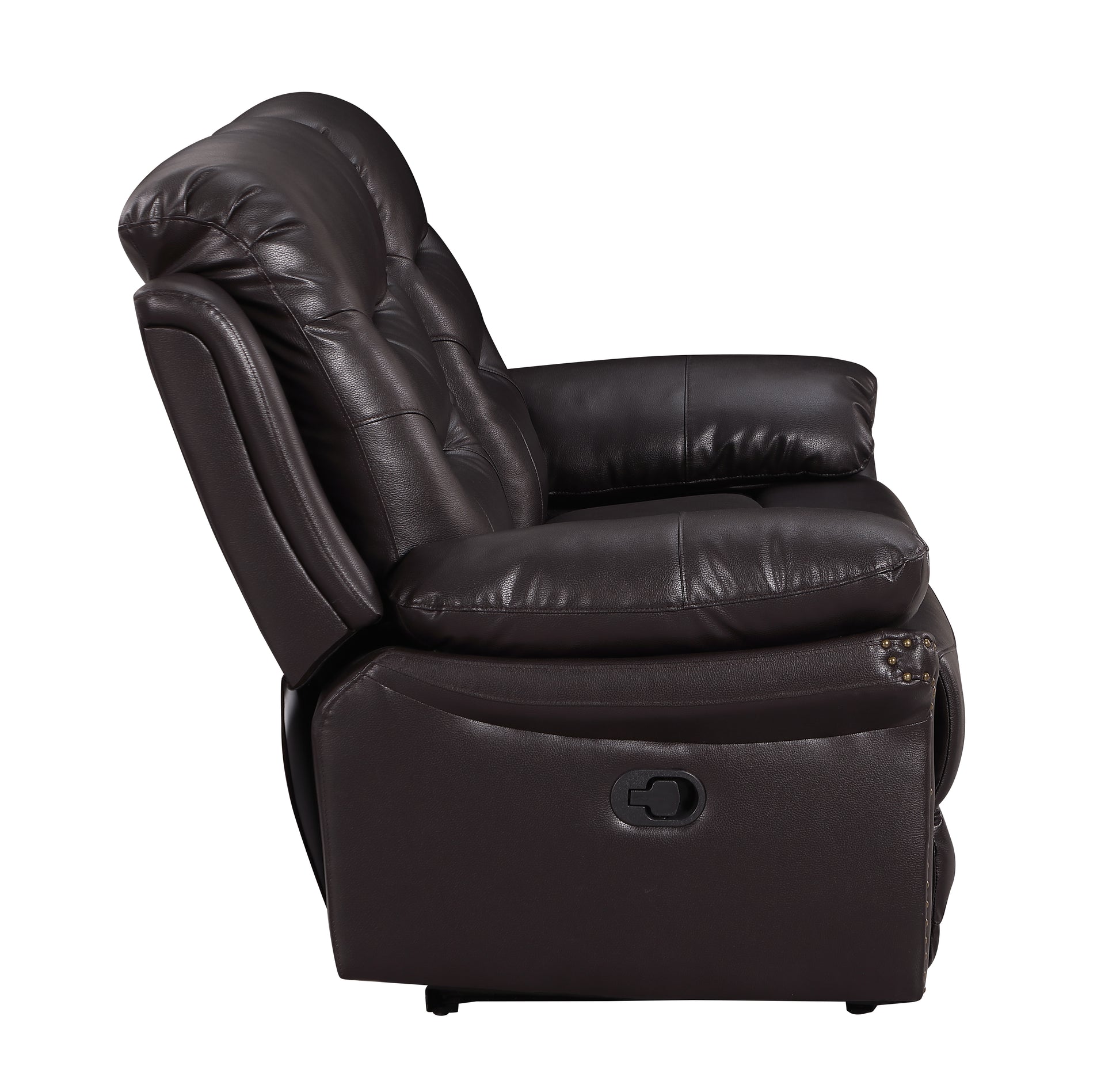 Leather Air Upholstered Reclining Chair With Fiber Back Brown Foam Leather