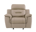 Reclining Modern Leather Air Upholstered Chair Beige Foam Leather