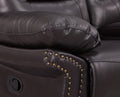 Leather Air Upholstered Reclining Sofa With Fiber Back Brown Foam Leather