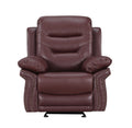 Leather Air Upholstered Reclining Chair With Fiber Back Burgundy Foam Leather