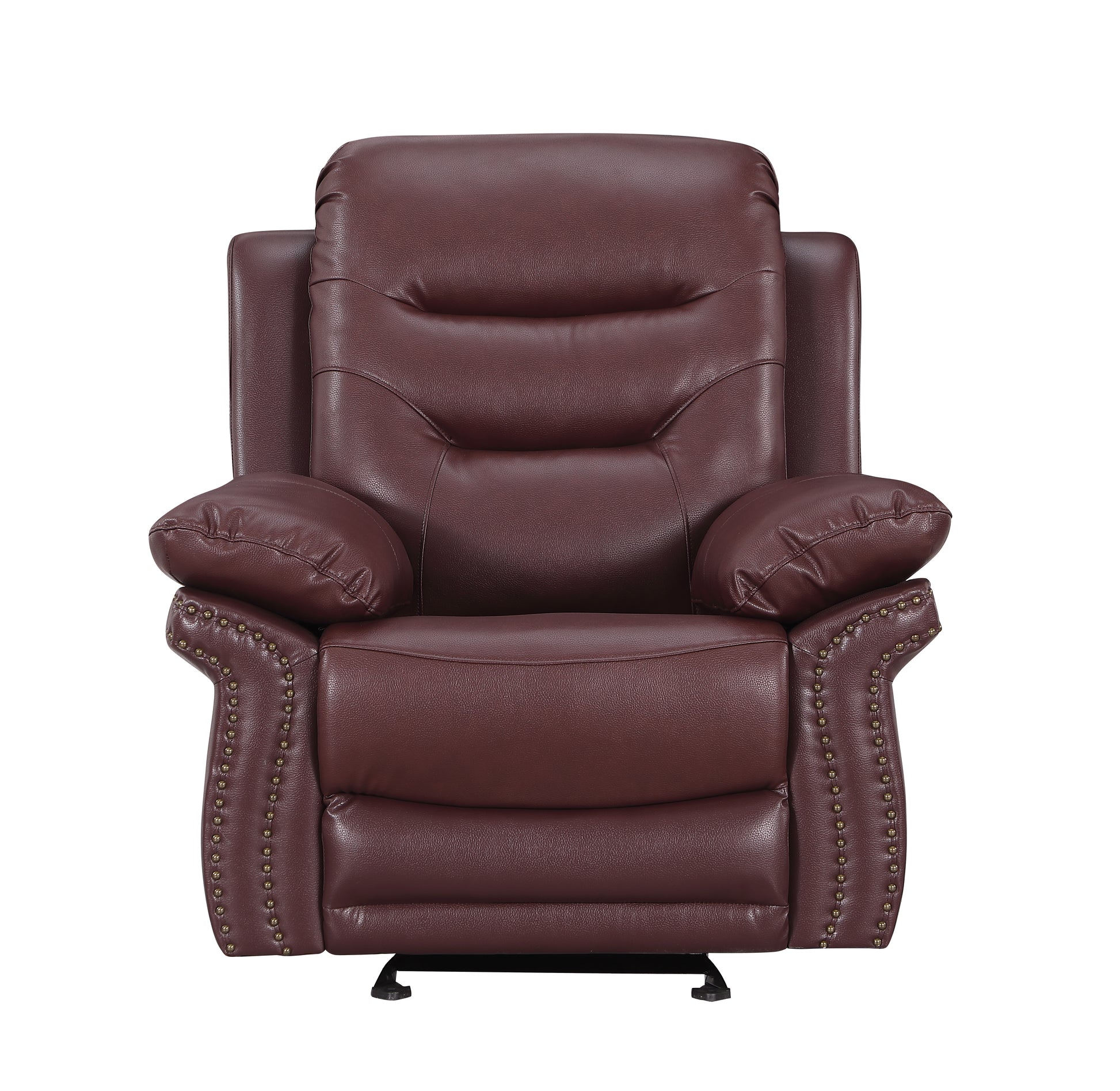 Leather Air Upholstered Reclining Chair With Fiber Back Burgundy Foam Leather