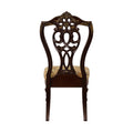 Formal Traditional Dining Chairs 2Pc Set Dark Cherry Finish With Gold Tipping Jacquard Fabric Upholstered Extravagant Carving Dining Room Furniture Cherry Dining Room European,Traditional Side Chair Wood