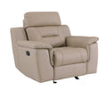Reclining Modern Leather Air Upholstered Chair Beige Foam Leather