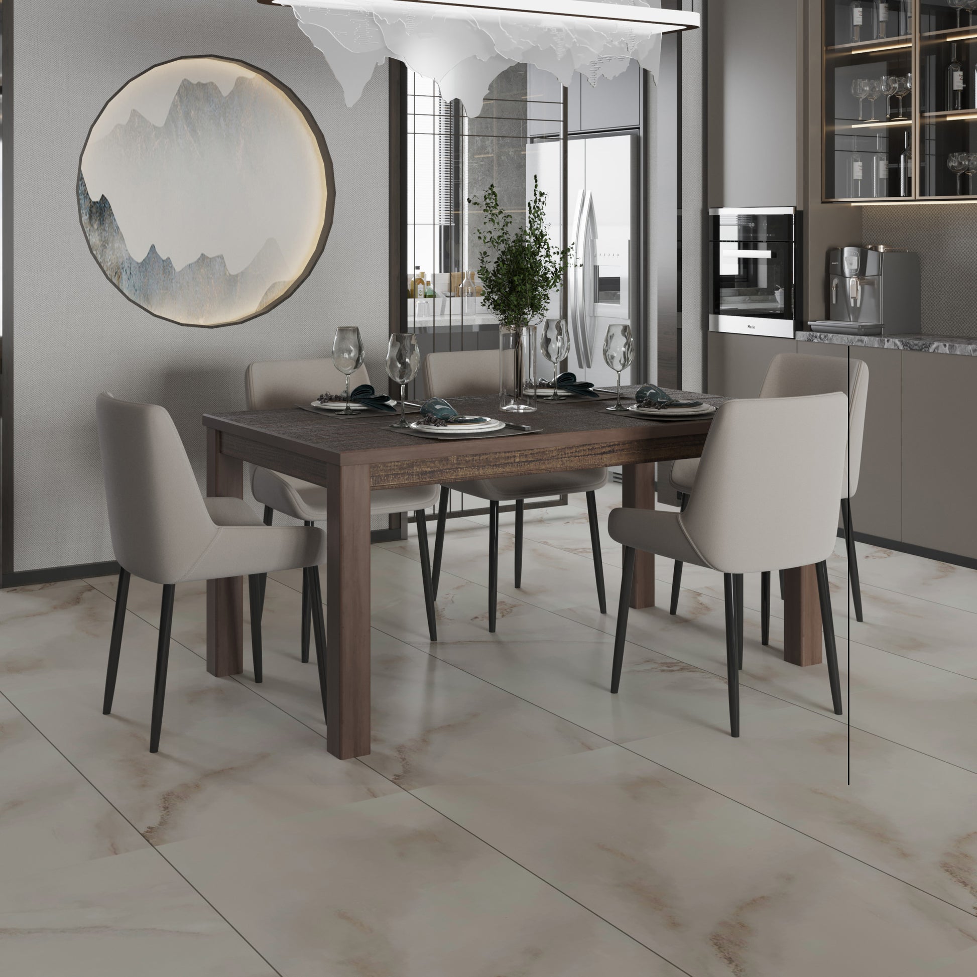 Albany 63 Inches Solid Wood Dining Table For 6, Small Kitchen Table, Dinner Table, Breakfast Table Espresso Solid Wood