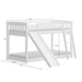 Kids Bunk Bed Twin Over Twin With Slide And Stairs, Heavy Duty Solid Wood Twin Bunk Beds, Toddler Bed Frame With Safety Guardrails, White White Solid Wood