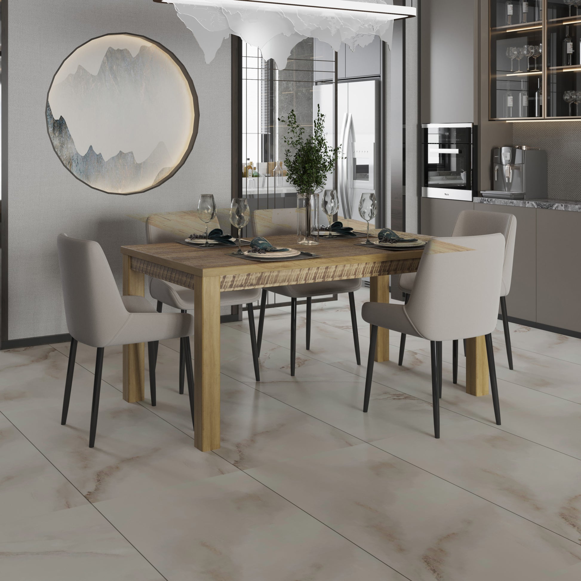 Albany 63 Inches Solid Wood Dining Table For 6, Small Kitchen Table, Dinner Table, Breakfast Table Walnut Solid Wood