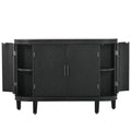 Accent Storage Cabinet Sideboard Wooden Cabinet With Antique Pattern Doors For Hallway, Entryway, Living Room Black Mdf