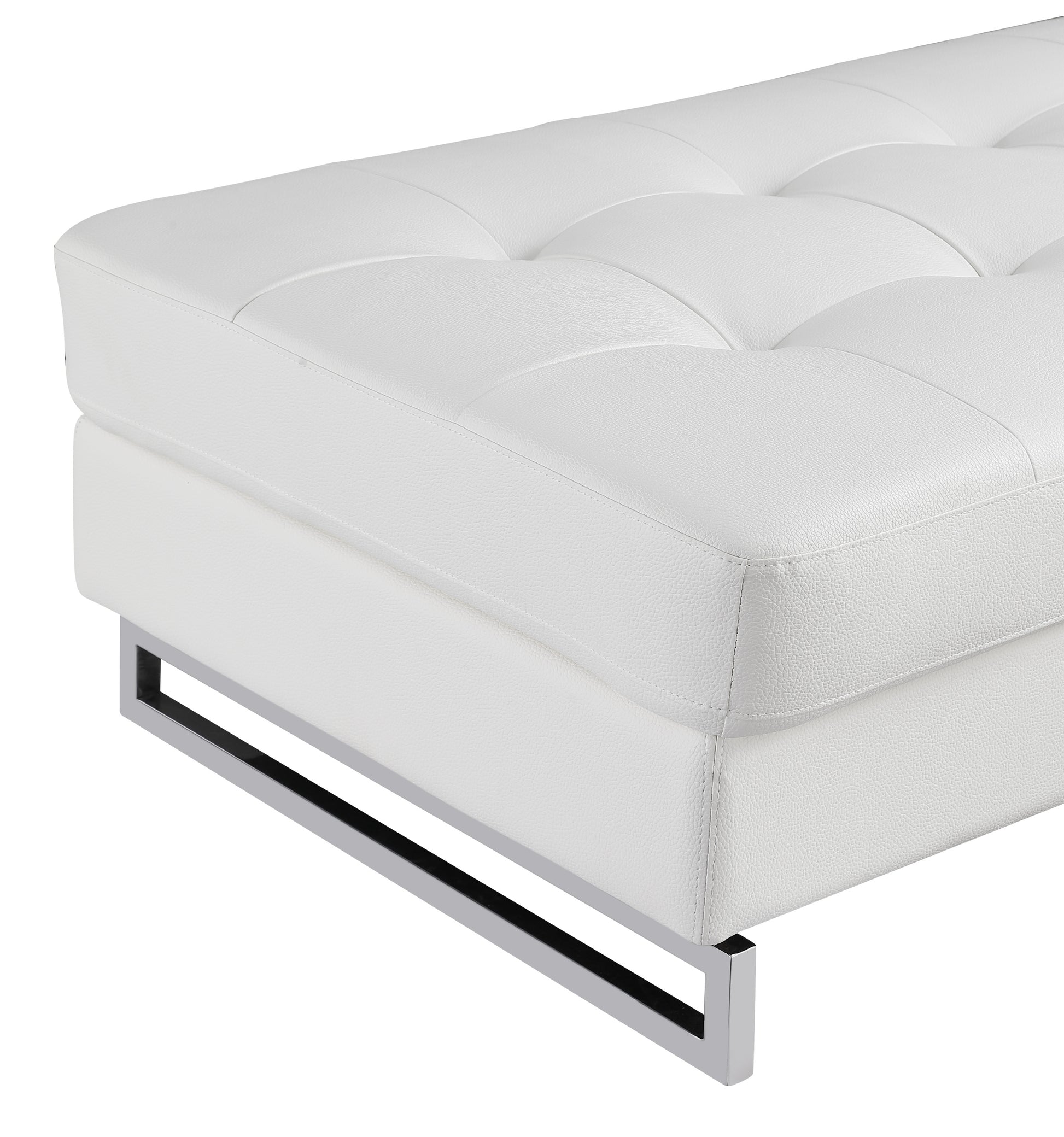 Genuine Leather Ottoman White Foam Leather