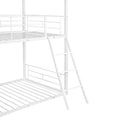 Twin Over Twin Bunk Bed Metal Bed With Half Roof, Guardrail And Ladder White White Metal