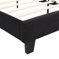 King Size Upholstered Platform Bed Frame With Linen Fabric Headboard, No Box Spring Needed, Wood Slat Support, Easy Assembly, Black Black Fabric