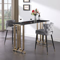 Contemporary Velvet Upholstered Counter Height Stool With Gold Tipped, Black Metal Legs, 22