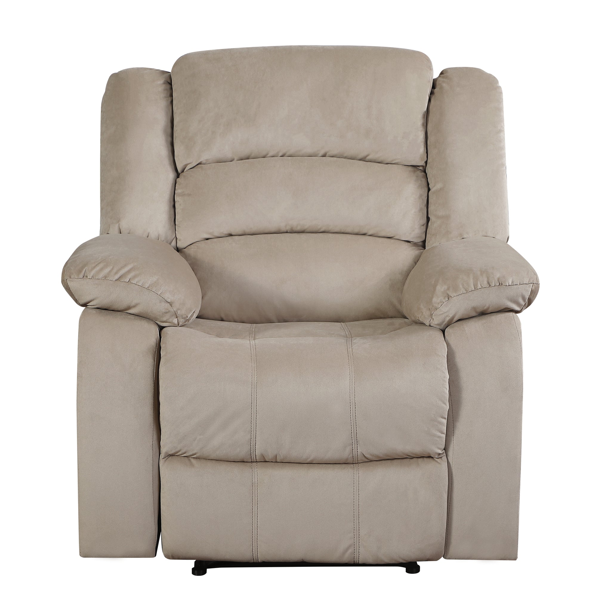 Transitional Microfiber Fabric Recliner Chair Beige Foam Fabric