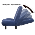 Single Sofa Reclining Chair Japanese Chair Lazy Sofa Tatami Balcony Reclining Chair Leisure Sofa Adjustable Chair Navy Blue Cotton Metal