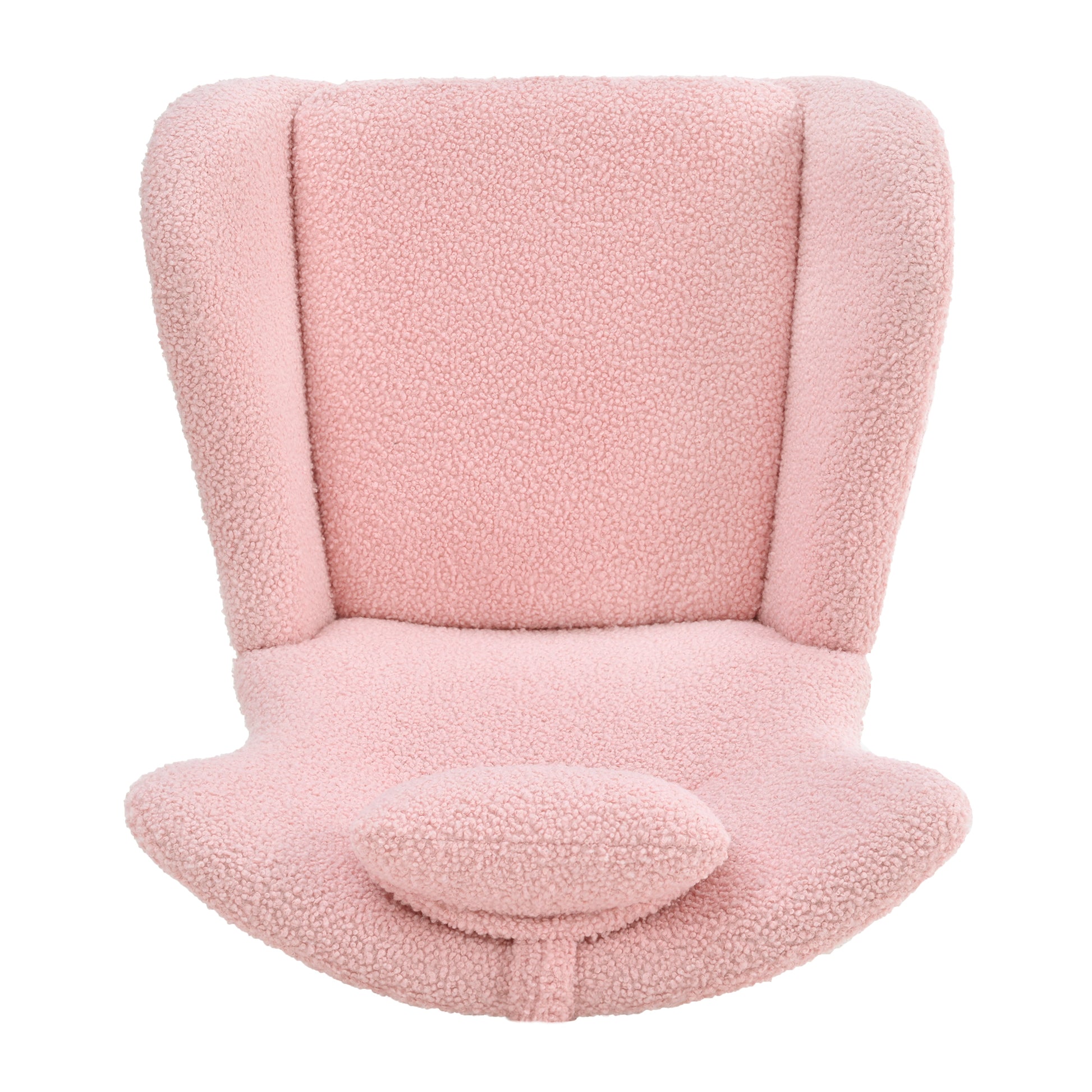 Rocking Chair Nursery, Teddy Upholstered Rocker Glider Chair With High Backrest, Adjustable Headrest & Pocket, Comfy Glider Chair For Nursery, Bedroom, Living Room, Offices, Rubber Wood, Pink Pink Polyester