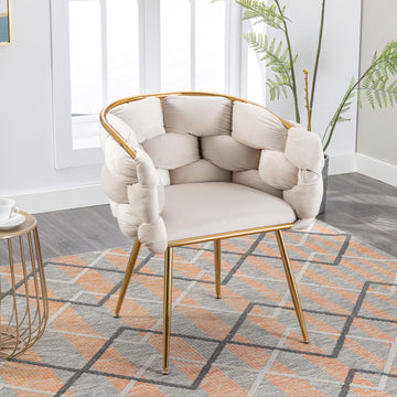 Luxury Modern Simple Leisure Velvet Single Sofa Chair Bedroom Lazy Person Household Dresser Stool Manicure Table Back Chair Beige Beige Velvet