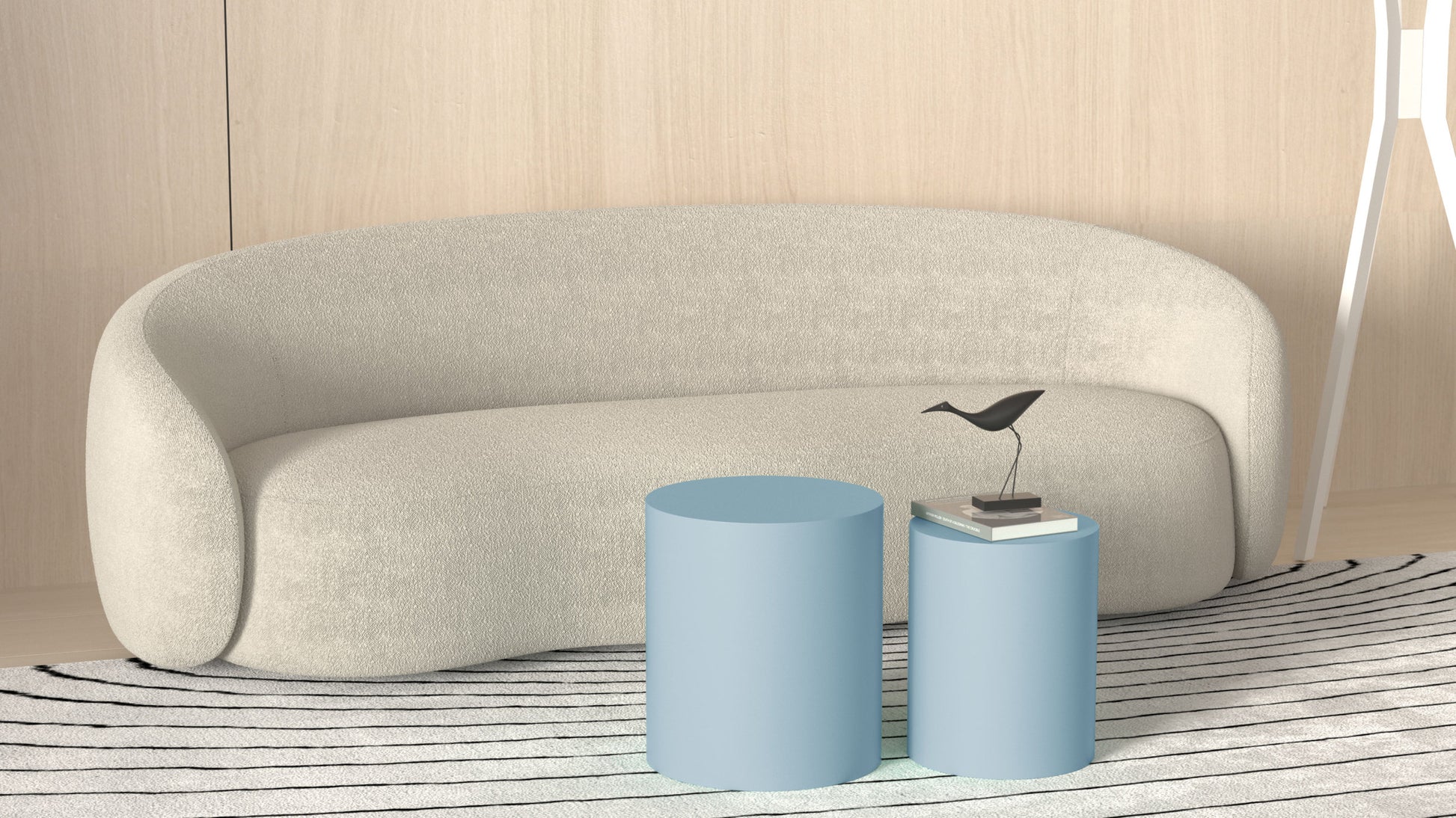 Upgrade Mdf Nesting Table Set Of 2, Mutifunctional For Living Room Small Space,No Need Assembly,Baby Blue Blue Mdf