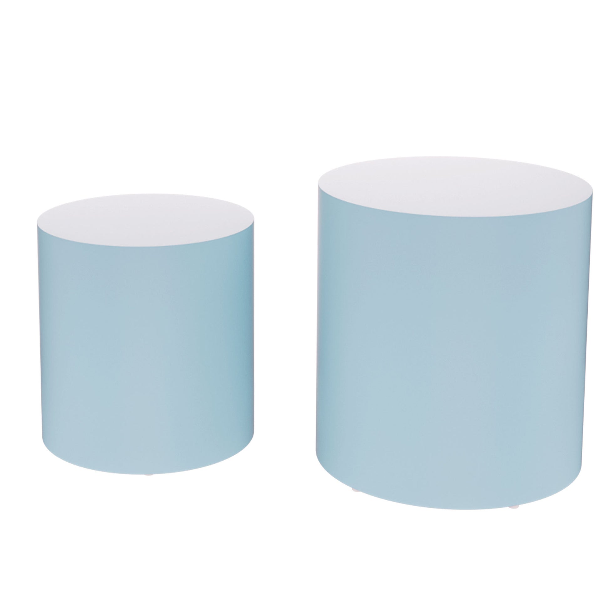 Upgrade Mdf Nesting Table Set Of 2, Mutifunctional For Living Room Small Space,No Need Assembly,Baby Blue Blue Mdf