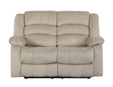 Transitional Microfiber Fabric Upholstered Loveseat Beige Foam Fabric