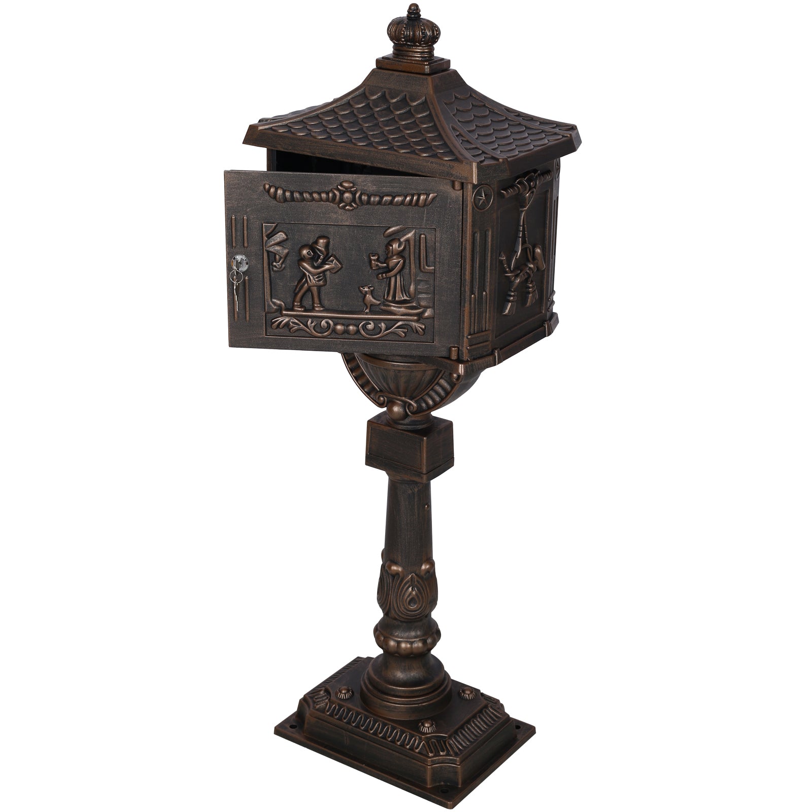 Cast Aluminum Mail Box,Postal Boxmailbox Color Bronze Bronze Aluminium
