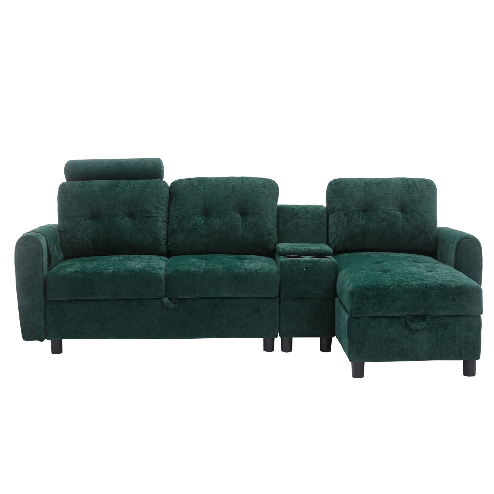 United We Win Storage Sofa Living Room Sofa Cozy Sectional Sofa Emerald Polyester