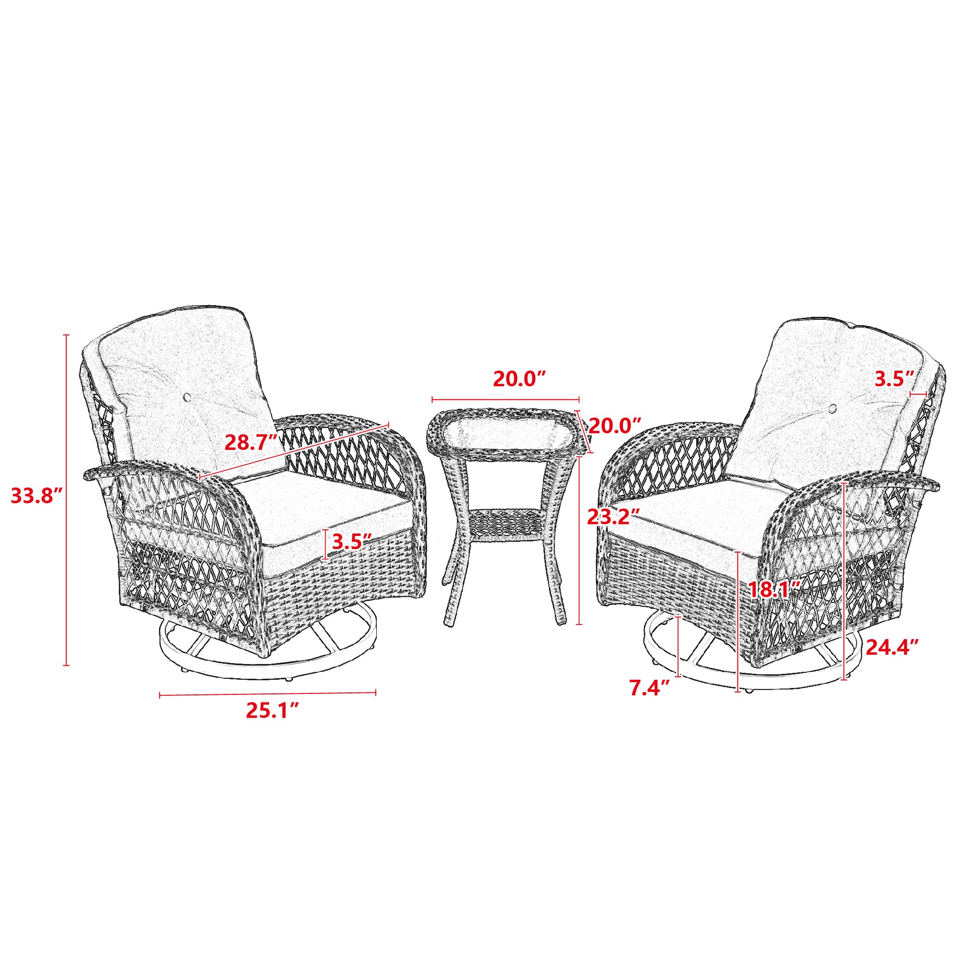 3 Pieces Outdoor Swivel Rocker Patio Chairs, 360 Degree Rocking Patio Conversation Set With Thickened Cushions And Glass Coffee Table For Backyard, Navy Blue Navy Blue Steel