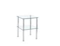 2 Layer Clear Tempered Glass Clear Side&End Table Transparent Glass