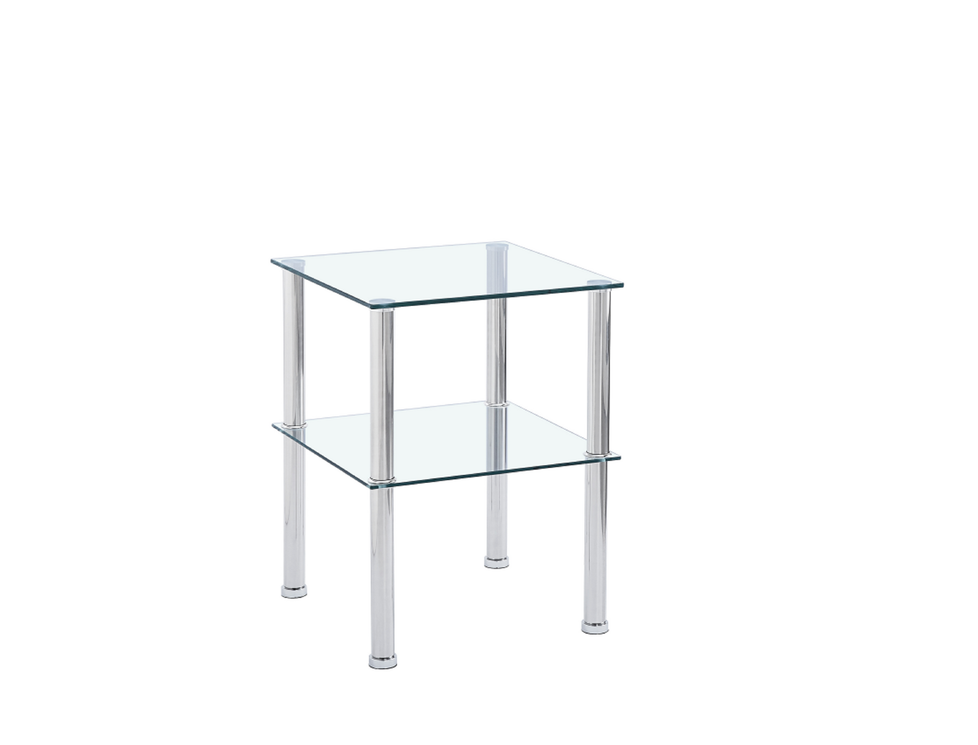 2 Layer Clear Tempered Glass Clear Side&End Table Transparent Glass