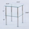 2 Layer Clear Tempered Glass Clear Side&End Table Transparent Glass