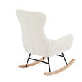 Cream White Velvet Rocking Chair Cream White Foam Metal