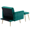 Coolmore Velvet Accent Chair With Adjustable Armrests And Backrest, Button Tufted Lounge Chair, Single Recliner Armchair With Ottoman Green Metal