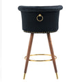Coolmore Swivel Bar Stools With Backrest Footrest With A Fixed Height Of 360 Degrees Black Solid Wood