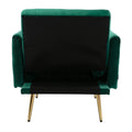 Coolmore Velvet Accent Chair With Adjustable Armrests And Backrest, Button Tufted Lounge Chair, Single Recliner Armchair With Ottoman Green Metal