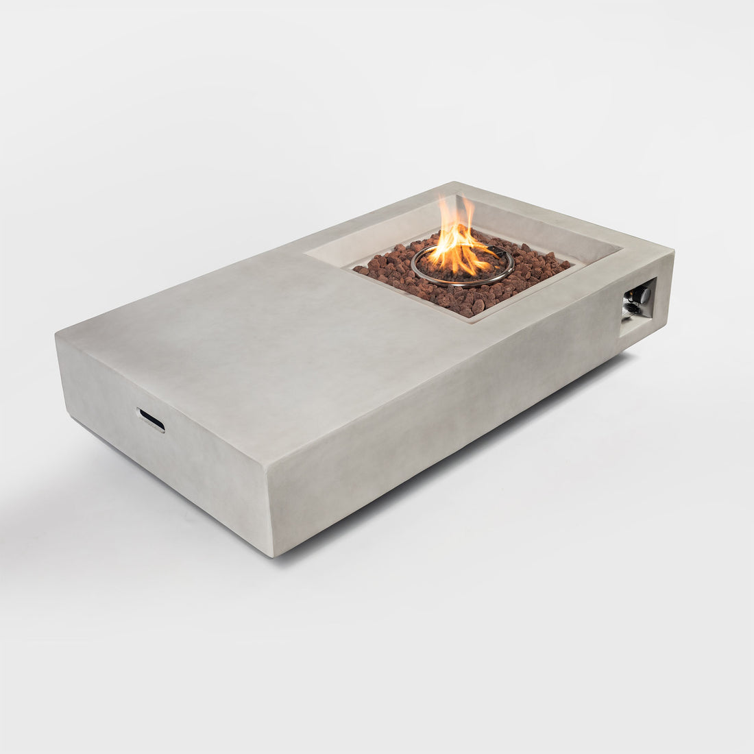 60Inch Concrete Fire Pit Table Light Gray Concrete