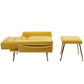 Coolmore Velvet Accent Chair With Adjustable Armrests And Backrest, Button Tufted Lounge Chair, Single Recliner Armchair With Ottoman Mustard Metal