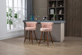 Coolmore Swivel Bar Stools With Backrest Footrest With A Fixed Height Of 360 Degrees Pink Solid Wood