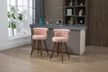 Coolmore Swivel Bar Stools With Backrest Footrest With A Fixed Height Of 360 Degrees Pink Solid Wood