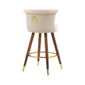 Coolmore Swivel Bar Stools With Backrest Footrest With A Fixed Height Of 360 Degrees Ivory Solid Wood