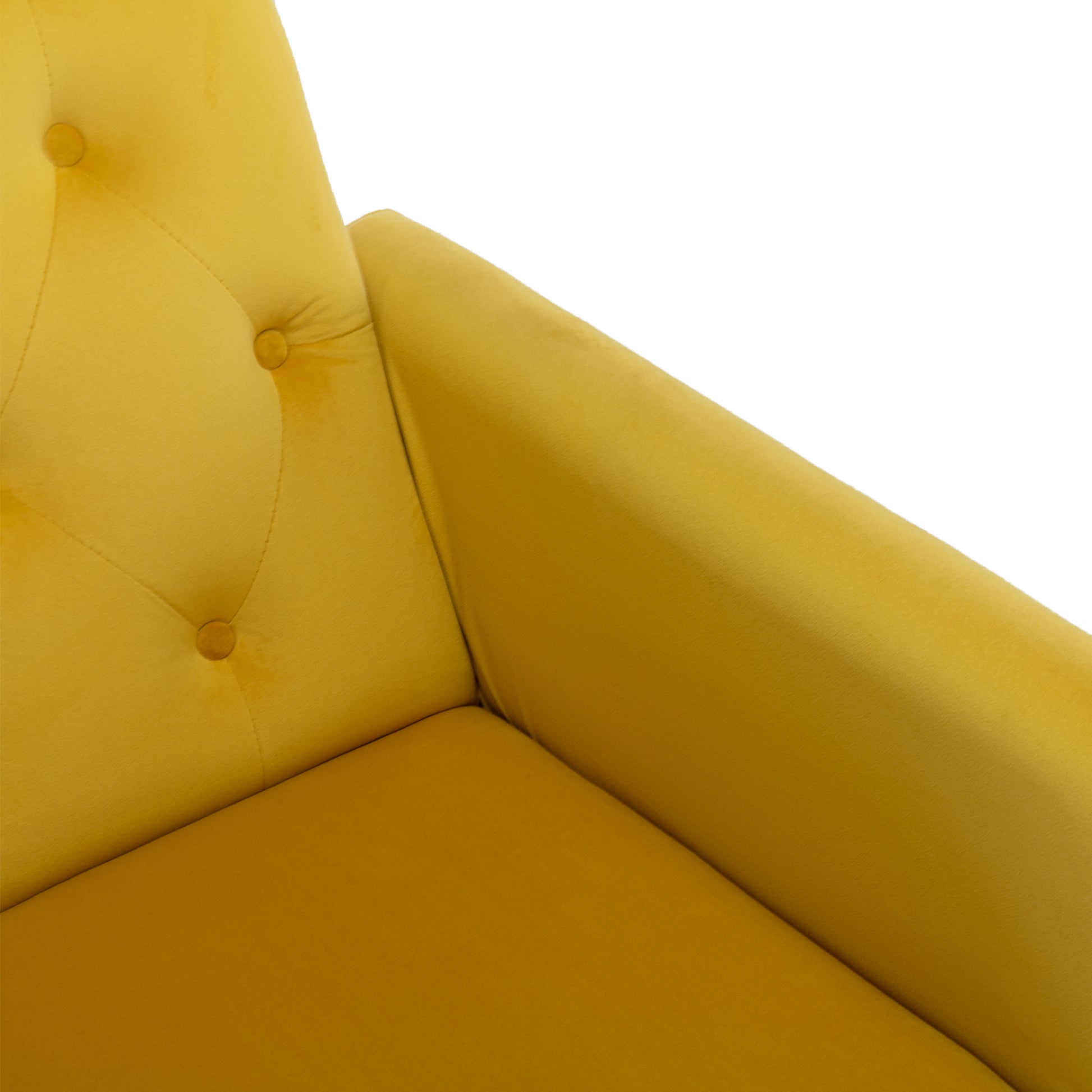 Coolmore Velvet Accent Chair With Adjustable Armrests And Backrest, Button Tufted Lounge Chair, Single Recliner Armchair With Ottoman Mustard Metal