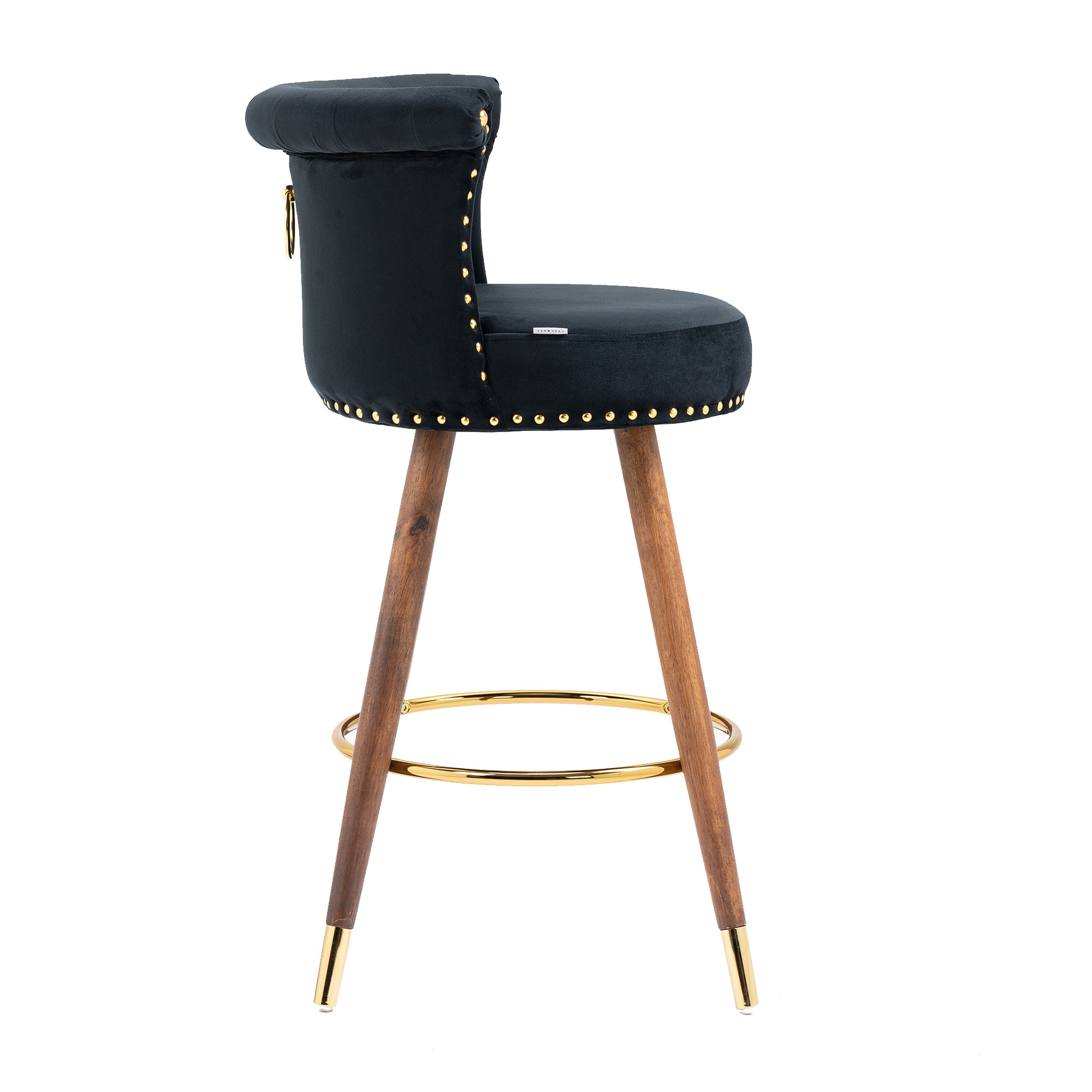 Coolmore Swivel Bar Stools With Backrest Footrest With A Fixed Height Of 360 Degrees Black Solid Wood